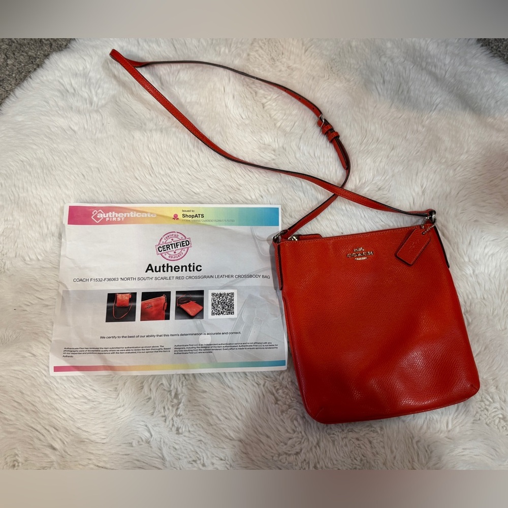 Coach Scarlet Red Leather Crossbody Bag with Silver-Tone Detail F36063 (+COA) - Picture 10 of 10